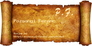 Pozsonyi Ferenc névjegykártya